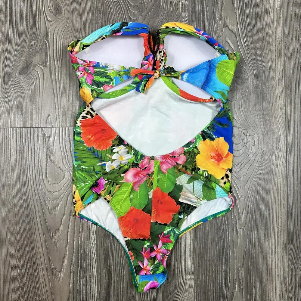 Feriado‎ Nacional Tropical and Animal Print One Piece Swimsuit with Padding